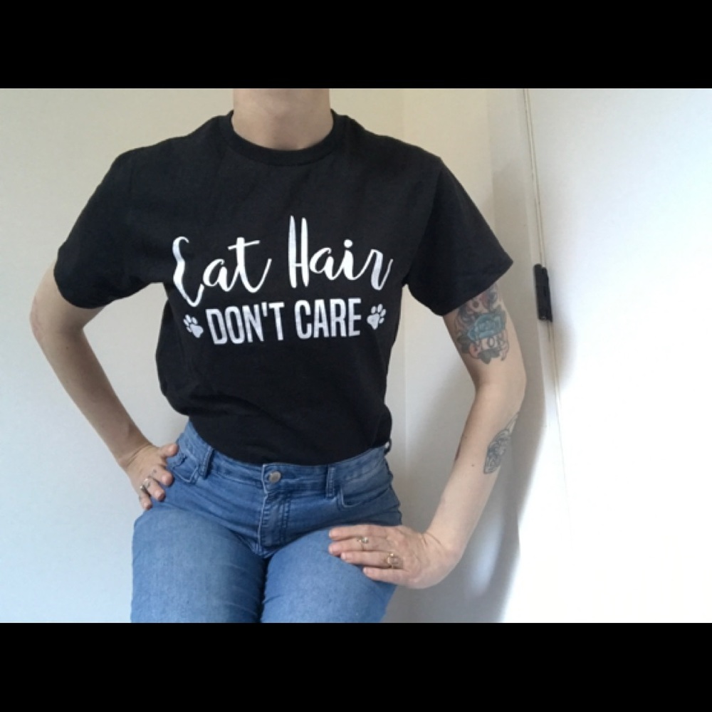NWOT Delta Pro Weight Cat Hair Don’t Care Cat Tee Shirt